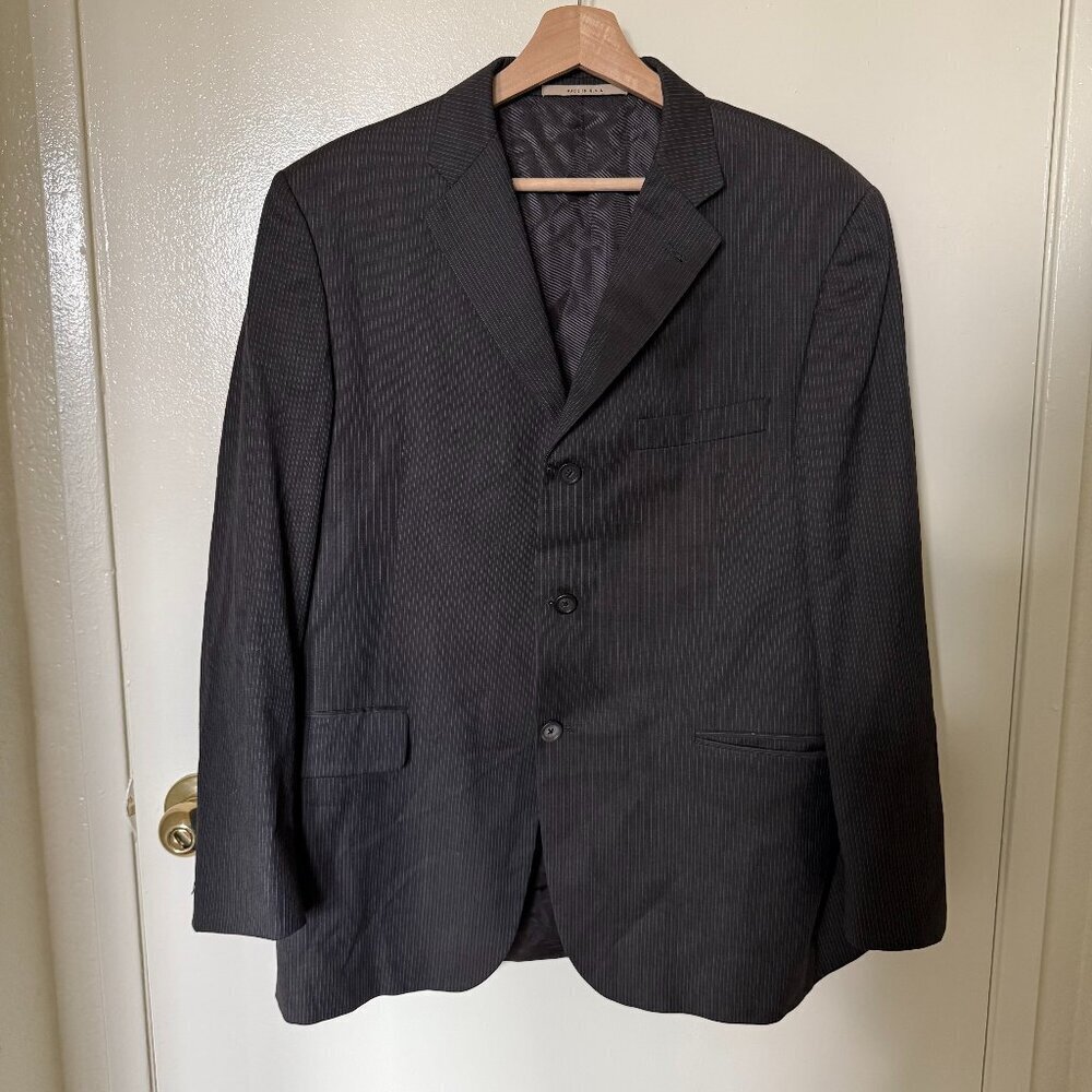 Burberry Gray Stripe Single Breasted Wool Blazer 42